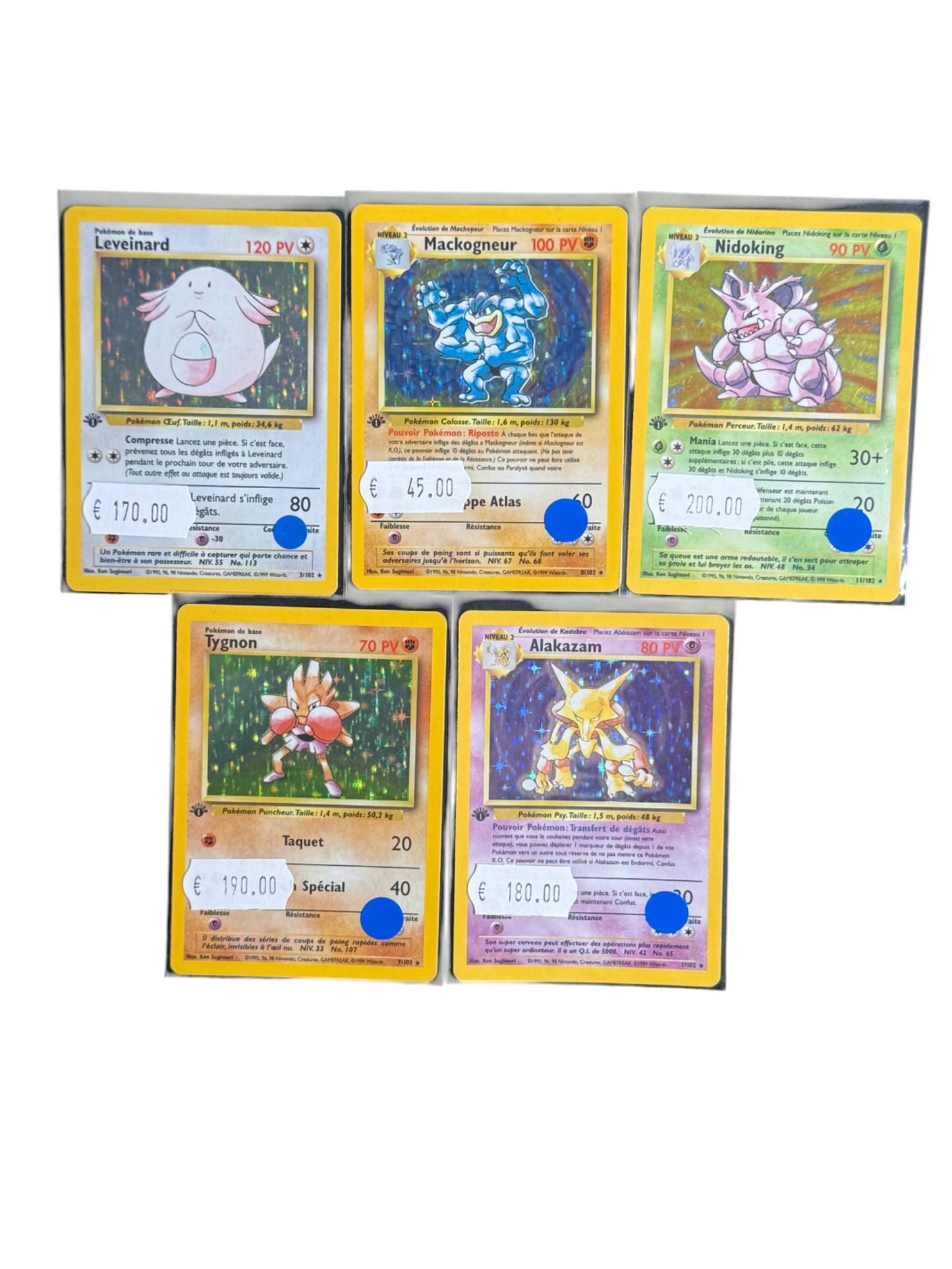 LOT DE 5 CARTES HOLO SET DE BASE EDITION.1